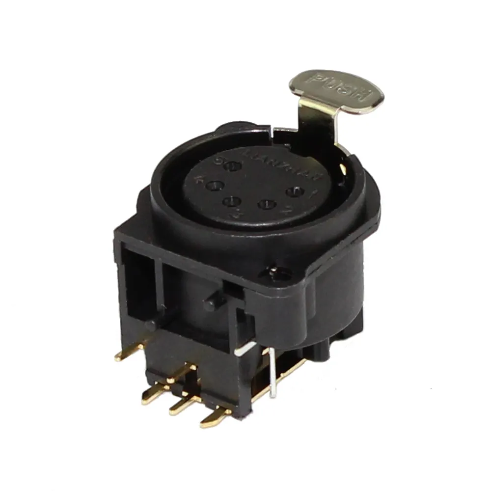 Vertical Type Female Socket With Push Combined 5 Pins PC Terminal XLR Connector