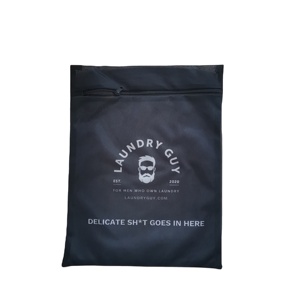 कस्टम ब्लैक पॉलिएस्टर नेट मेल वॉश बैग घर के उपयोग के लिए ठीक जाली कपड़े धोने का बैग - Product Image 1