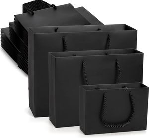 Bolsas de Papel de Regalo de Lujo con Logotipo Personalizado, Color Negro Mate y Oro Rosa, Bolsas de Compras Ecológicas con Asas y Lazo de Cinta - Product Image 1