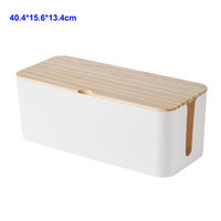 Boîte de gestion des câbles couvercle en bambou grand support organisateur de fils de stockage pour bureau à domicile TV ordinateur Hub USB pour couvrir cacher les fils d'alimentation