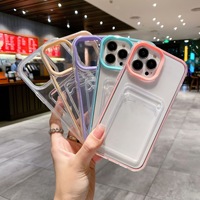 Casing HP TPU Lembut 3 in 1 dengan Slot Kartu, Anti Benturan, Transparan, Pelindung untuk iPhone 17 16 15 14 13 12 11 Pro Max