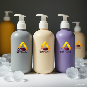 ขวดพลาสติกทรงกลม HDPE 500มล. สำหรับแชมพูโลชั่นน้ำยาทำความสะอาดผิวหน้าโลโก้ตามสั่ง - Product Image 1