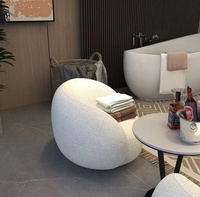Sofá perezoso minimalista nórdico de lana de cordero moderno ATUNUS, silla de tela Boucle blanca crema, silla de salón de lana de cordero, sofá individual