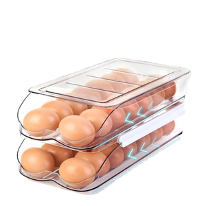 Contenitore <span class=keywords><strong>Portauova</strong></span> a Grande Capacità da 36 Uova, Dispenser Impilabile e Scorrevole a 2 Livelli per <span class=keywords><strong>Frigorifero</strong></span> in Plastica a Iniezione - Product Image 2