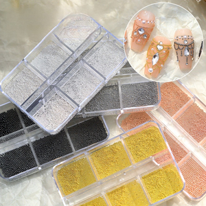 6 Grilles de Mini-Billes en Acier Dorées et Argentées, Breloques pour Ongles, Perles Métalliques, Accessoires de Décoration pour Nail Art, Conception DIY pour Salon de Manucure - Product Image 3