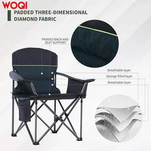 Chaise pliante de camping Woqi 90x30x50 cm, structure en acier inoxydable avec porte-gobelet et sac de rangement, chaise de jardin d'extérieur - Product Image 3