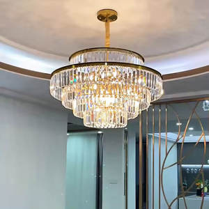 Zèle éclairage lustre en cristal moderne nouveau design suspendus pendentifs de lampe en or avec télécommande - Product Image 2