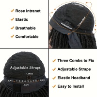 Perruque synthétique afro torsadée de 6 pouces avec bandeau, fausses locks moelleuses et rebondissantes, résistantes à la chaleur, densité 150 %, personnalisable