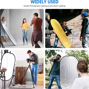 Réflecteur de lumière ovale pliable portable en plastique multicolore 2-en-1 avec sac de transport et accessoires de studio - Product Image 5