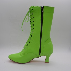 Evkoodance FLG240928G-Botas de <span class=keywords><strong>Baile</strong></span> de Tacón <span class=keywords><strong>Cubano</strong></span> Verde Fluorescente para Mujeres, Zapatos de Fiesta Latina de Jazz <span class=keywords><strong>Salsa</strong></span> A LA Moda para Bailar - Product Image 6