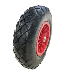 16x6.50-8 <span class=keywords><strong>Heavy</strong></span> <span class=keywords><strong>Duty</strong></span> Borracha Macia Sólida Plana Livre PU Roda De Espuma Rodízio 8-Inch Carrinho De Mão Rodas - Product Image 3