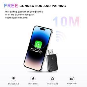 2025 mise à niveau de l'<span class=keywords><strong>adaptateur</strong></span> sans fil Carplay pour l'usine filaire Carplay Plug & Play Dongle convertit filaire en sans fil pour les voitures - Product Image 3