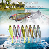 Leurre crankbait YIBO imprimé en ABS à coulée lente 160mm 35g avec queue souple pour brochet, black-bass et brochet d'eau douce