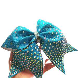 Lazo de Animadora Negro con Pedrería Brillante de Alta Calidad Hecho a Medida por VANTEN, Cinta Brillante de 3 Pulgadas con Diamantes de Colores Neón - Product Image 1