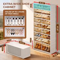 Meuble à chaussures rectangulaire pliable moderne en plastique, capacité 35L, robuste, style américain, organisateur de bureau, rangement pour salon