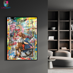 UNIART-Deux Petites <span class=keywords><strong>Guess</strong></span> Décoration murale Banksy Toile Art Mural Photo Print Modern Bedroom Decor Posters Graffiti Street Art - Product Image 5