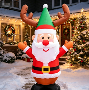 Babbo Natale Gonfiabile Divertente con Corna e Cappello a Punta da Elfo per Decorazioni Natalizie da Interno ed Esterno - Product Image 2