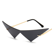 2023 nouvelle personnalité oeil de chat chaud lunettes de soleil femmes sans monture Triangle lentille noir lunettes de soleil pour dames
