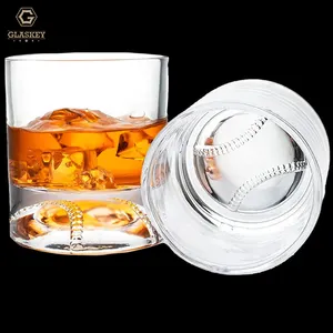 12Oz vetro di cristallo di whisky di vetro di cristallo di Baseball Golf con fondo di whisky di vetro regalo perfetto per gli uomini