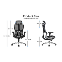 Chaise de bureau ergonomique réglable avec appui-tête 4D, matériau en maille, pivotante, pour bureau à domicile, design moderne, base en acier