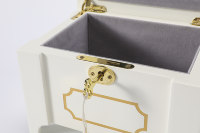 Boîte à bijoux personnalisée de luxe croix en bois blanc fait main en MDF avec serrure à clé miroir pour l'artisanat