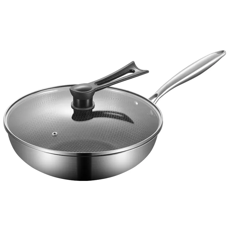 Stainless Steel Wok Uncoated Honeycomb Nonstick Wok Pan