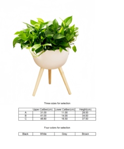 Maceta <span class=keywords><strong>de</strong></span> Plástico con Soporte <span class=keywords><strong>de</strong></span> <span class=keywords><strong>Madera</strong></span> y Autorriego <span class=keywords><strong>para</strong></span> Decoración del Hogar y Jardín - Product Image 2