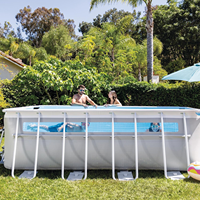 Piscine hors sol rectangulaire Intex 26770 Prism Frame Clearview avec pompe filtrante 2006 L/h, échelle, base et couverture 8418 L