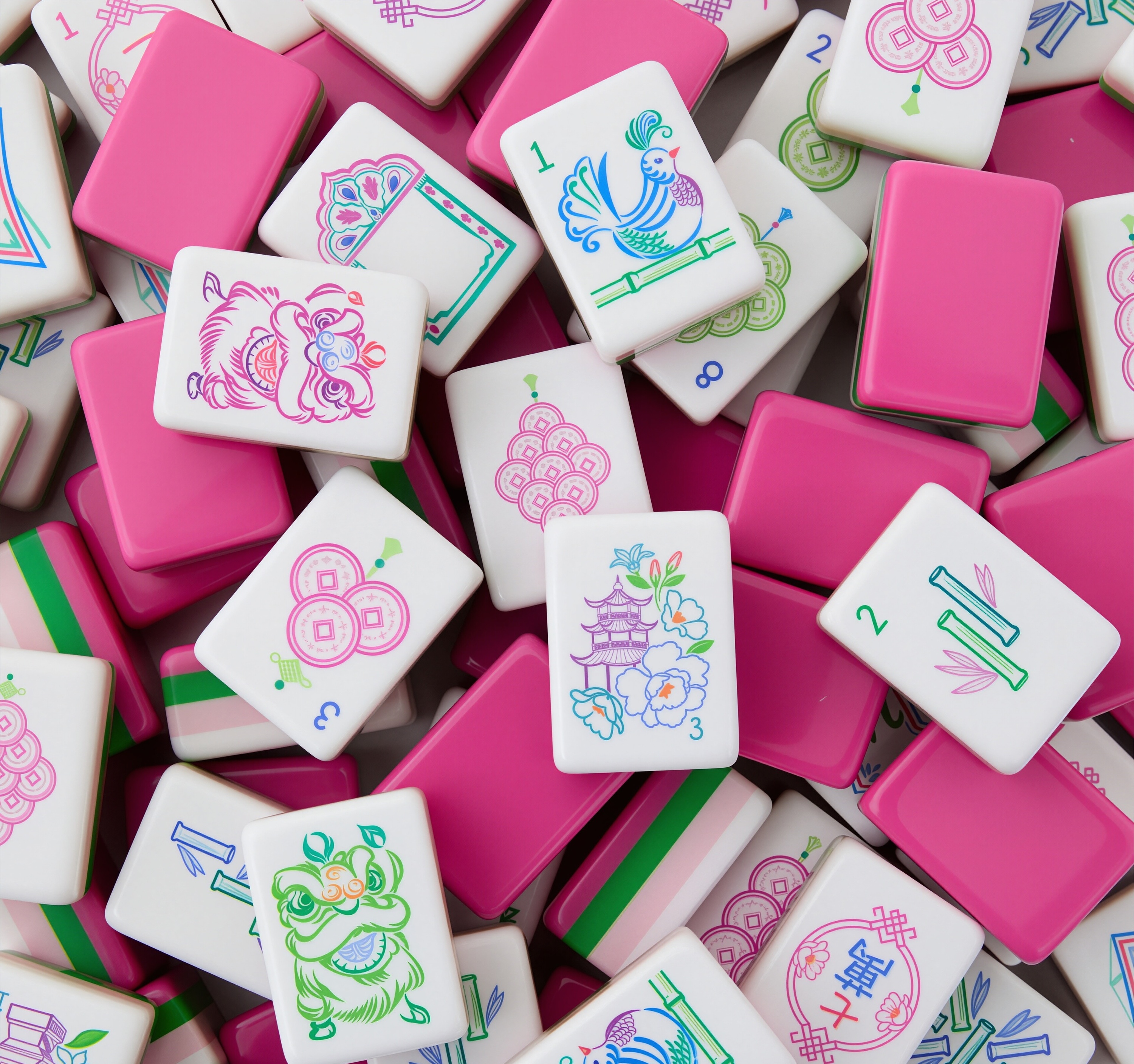 Advanced American Indoor Mahjong Set with 4 Layers of Pink Elephant ...