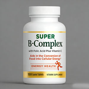 Vitaminas del Complejo <span class=keywords><strong>B</strong></span> Súper Concentradas ODM OEM con <span class=keywords><strong>Vitamina</strong></span> C y Ácido Fólico, Vitaminas para el Apoyo Inmunológico y la Energía Celular, 60 Tabletas - Product Image 1