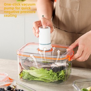 กล่องเก็บอาหารสุญญากาศพลาสติกเกรดสำหรับอาหาร ใช้กับตู้เย็นและไมโครเวฟได้ ชุดจัดระเบียบครัวสำหรับเก็บผักและผลไม้ - Product Image 1
