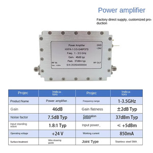 37dBm 5W เครื่องขยายสัญญาณ RF กำลังขยาย 1-3.5GHz พร้อมขั้วต่อสแตนเลส 46dB HY-1-3.5-G40P23S 1-3.5GHz เครื่องขยายสัญญาณ RF - Product Image 3