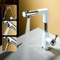 Robinet de lavabo de salle de bain moderne de luxe en alliage de cuivre, pivotant, multifonction, à montage sur plan, eau chaude/froide, avec poignée unique