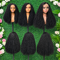 Wig Rambut Manusia Pixie Curly Brazilian Virgin Headband Double Drawn Full Density Non Lace