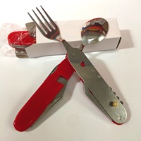 Fourchettes de qualité alimentaire avec porte-clés, 4 couteaux et cuillères de poche en acier inoxydable EDC pour le camping et la randonnée en plein air
