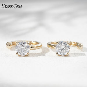 Starsgem Boucle d'oreille en or massif 10 carats avec diamant solitaire, unisexe, tendance, 0,7 carat, diamant de laboratoire de couleur blanche, boucle d'oreille - Product Image 3