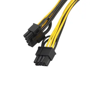 GPU PCIe with sleeve high quality 8 pin to dual 6 2 cable for graphics card 8 pin from 1 to 2 Splitter power for Cors