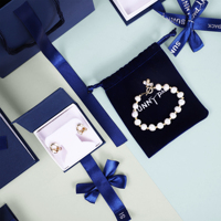 Sunny Pack Emballage pour bijoux de haute qualité Fabricant de bijoux en forme de maison Boîte à bijoux bleu royal avec pochette et sac en papier