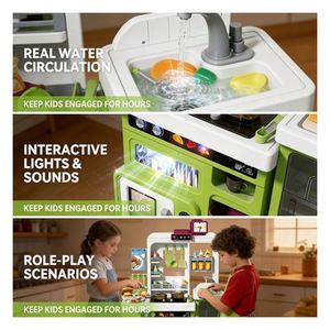 Kids <b>Kitchen</b> Cooking Toy Table Pretend Culinary Stove Oven <b>Pantry</b> Cabinet Accessories Imagination Nurturing Indoor Pastime - Product Image 2