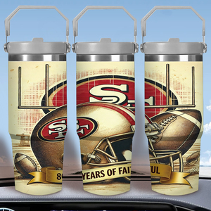 Tumbler in Acciaio Inox da 30oz, 80° Anniversario dei <span class=keywords><strong>San</strong></span> Francisco 49ers, Regalo Perfetto per i Fan, Disponibile nei Magazzini USA - Product Image 4