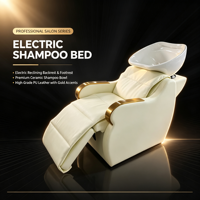 Fauteuil de lavage électrique avec télécommande, dossier inclinable, repose-pieds et cuvette en céramique pour salon et SPA
