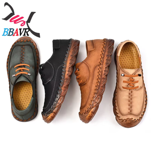 Zapatos Casuales de Hombre de Talla Grande, Zapatos de Cuero Cosidos a Mano, Estilo Retro, para Exteriores - Product Image 1