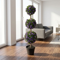 Arbre topiaire artificiel écologique à 3 niveaux, plante en pot en forme de boule de roses artificielles, résistant aux UV, durable, imperméable, H90cm, pour mariage, jardin