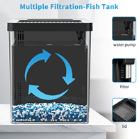 Petit aquarium pour poissons, kit de 1,5 gallon, aquarium pour betta avec pompe à eau silencieuse, filtre, lumière LED, bol à poissons