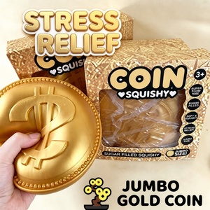 Grande pièce de monnaie en or souple à rebond lent, jouet sensoriel à presser pour enfants, adultes et soulagement du stress au bureau - Product Image 5