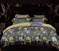 Ensemble de literie de haute qualité directe d'usine Queen Size 4 pièces housse de couette et drap de lit et taie d'oreiller avec fleur élégante imprimée 120gsm