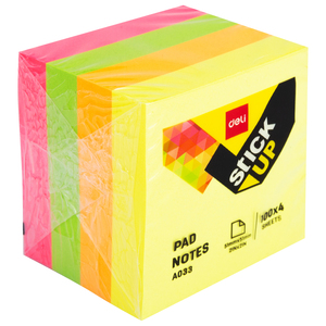 Deli EA03303 # Notes autocollantes #51*51(mm), 4 couleurs * 100 feuilles adhésif solide longue durée facile à enlever écriture lisse et propre - Product Image 1