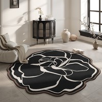Tapis sur mesure modernes à motifs floraux irréguliers en fausse fourrure de cachemire ultra doux, lavables, avec support antidérapant en TPR pour salon