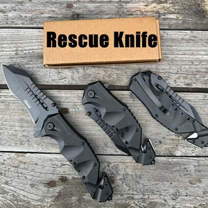 Couteau tactique de sauvetage pliable OEM EDC en aluminium noir, coupe-ceinture de sécurité, pour la survie en plein air, le camping et la chasse - Product Image 1