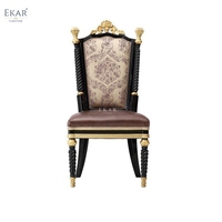 Mobilier de salle à manger classique Chaise de salle à manger en bois massif à dossier haut